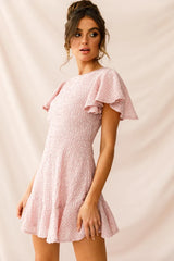 Isabelle Angel Sleeve Empire Dress Blush