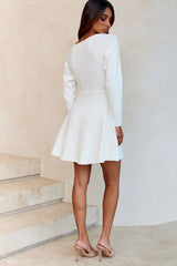 Shooting Star Long Sleeve Side Tie Knit Dress White