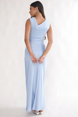 Brinelle Side Pleat Maxi Dress Blue