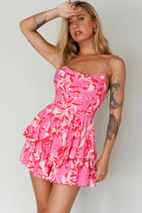 Well Versed Cowl Neckline Flounce Romper Lily Pink
