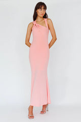 Karyl Shoulder Sash Midi Dress Apricot