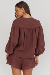 Salty Sea Waist Tie Shorts Chocolate