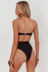 Monique High Waist Twist Bikini Bottom Black/Off White