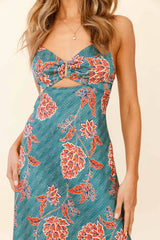 Melancholy Resin Buckle Midi Dress Botanic Print Sage