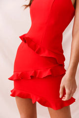 Frilled To Meet You Mini Dress Red