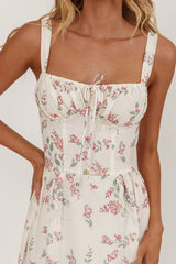 Seen The Light Tie Bust Maxi Dress Floral Cream/Pink