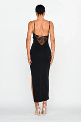 Misha Embellished Bust Midi Dress Black