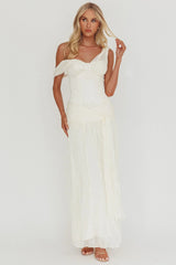 Keia Crepe Chiffon One-Shoulder Maxi Dress Oyster