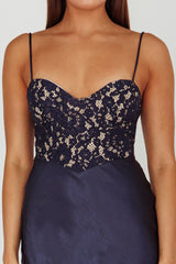 Evening Star Lace Bodice Maxi Dress Navy