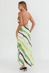 Blondine Cowl Bust Split Maxi Dress Green