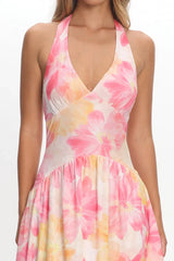 Endira Drop Waist Maxi Dress Floral Pink