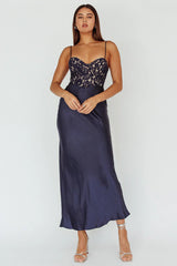 Evening Star Lace Bodice Maxi Dress Navy