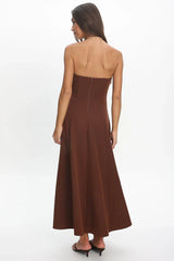 Infiniti Scalloped Sweethear Neckline Midi Dress Chocolate