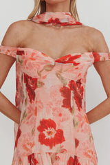 Kaycee Drop Waist Maxi Dress Floral Red