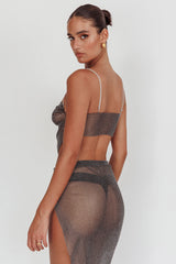 Eden Nights Diamante Mesh Top Black