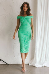 Maja Off-Shoulder Midi Dress Green