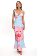 Floating Strappy Low Back Maxi Dress Orchid Blue