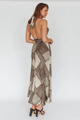 Kailie Halterneck Midi Dress Crosshatch Olive