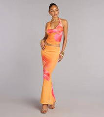 Sunset Mood Tropical Floral Halter Top