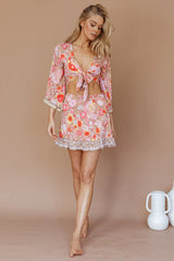 Island Girl Frill Hem Mini Skirt Floral Pink