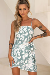 Wattle Cami Strap Wrap Dress Printed Sage