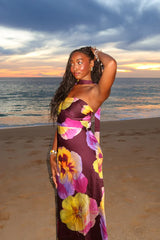 City Of Stars Strapless Scarf Maxi Dress Pansies Plum