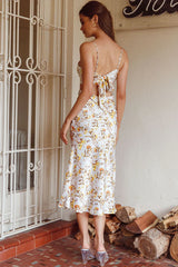Cariba Cut-Out Waist Midi Dress Floral Yellow