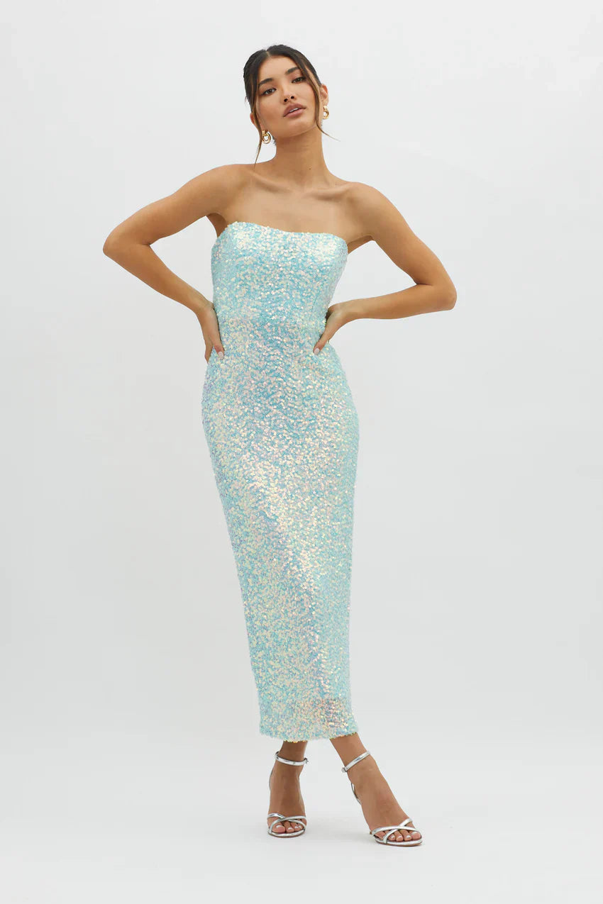 C'est Moi Sequin Laced Back Blue