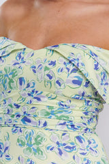 Lillianne Off-Shoulder Midi Dress Floral Blue