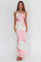 Carmel One-Shoulder Sash Maxi Dress Floral Butter
