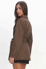 Adrianna Notch Lapel Blazer Chocolate