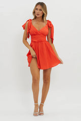 Lola Tied Shoulder Mini Dress Cherry Red