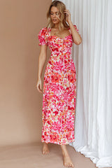 Montebello Puff Sleeve Maxi Dress Floral Pink/Orange