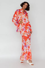 Vacation Midi Skirt Floral Orange/Purple